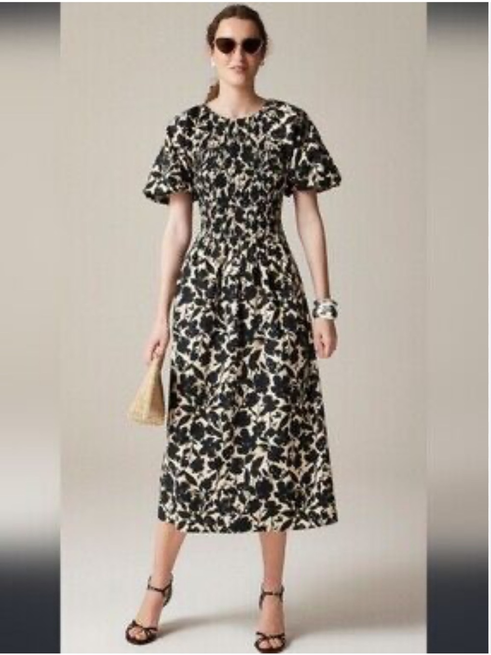 J. Crew Meadow Midi Dress Smocked